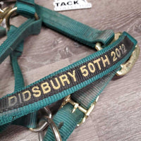 Nylon Halter, adj, snap, "Didsbury 50th 2012" *vgc, older, mnr dirt, stains, fading
