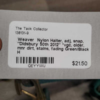 Nylon Halter, adj, snap, "Didsbury 50th 2012" *vgc, older, mnr dirt, stains, fading
