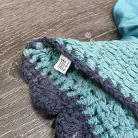 Crochet Ear Bonnet Fly Veil, 2x piping *gc, clean, stains, mnr faded, loose threads & snags
