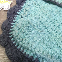 Crochet Ear Bonnet Fly Veil, 2x piping *gc, clean, stains, mnr faded, loose threads & snags
