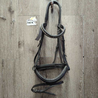 Monocrown Bridle, Bling, Flash, Plain Notched Reins *gc, residue, creases, rubs, scrapes, missing keeper
