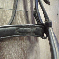 Monocrown Bridle, Bling, Flash, Plain Notched Reins *gc, residue, creases, rubs, scrapes, missing keeper
