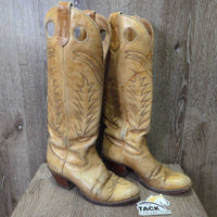 Pointy Toe Tall Western Boots, Inserts *gc, older, rubs, scratches, slices toes: scraped, peeled & thin
