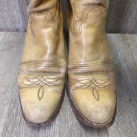 Pointy Toe Tall Western Boots, Inserts *gc, older, rubs, scratches, slices toes: scraped, peeled & thin
