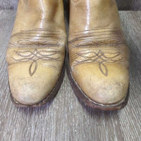 Pointy Toe Tall Western Boots, Inserts *gc, older, rubs, scratches, slices toes: scraped, peeled & thin
