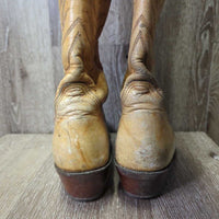 Pointy Toe Tall Western Boots, Inserts *gc, older, rubs, scratches, slices toes: scraped, peeled & thin
