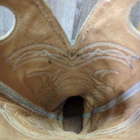 Pointy Toe Tall Western Boots, Inserts *gc, older, rubs, scratches, slices toes: scraped, peeled & thin
