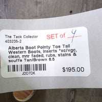 Pointy Toe Tall Western Boots, Inserts *xc/vgc, clean, mnr faded, rubs, stains & scuffs
