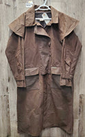 Long Hvy Cotton Lt Oilskin Duster - Slicker *xc/like new, waterproof, older?
