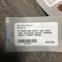 Pr Roller Ball Spurs *vgc, clean, rubs, scratches, scuffs, widened
