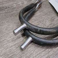 Pr Hvy Thick POW Spurs, rubber guards *gc, rubs, dirt, rust, scrapes
