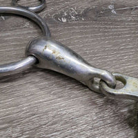 Thick Hollow Mouth 2 Ring Universal French Link Bit, flat center bar, 2 rubber bit guards *gc, v.dirty, scuffs
