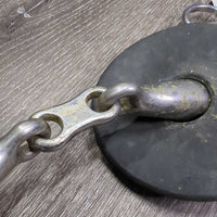 Thick Hollow Mouth 2 Ring Universal French Link Bit, flat center bar, 2 rubber bit guards *gc, v.dirty, scuffs
