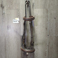 Rsd Padded Bridle, Bling, Buckles *gc, NO Flash, rubs, v.scraped, dry, stiff, stains, scratches, dirt, faded, add on browband
