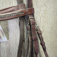 Rsd Padded Bridle, Bling, Buckles *gc, NO Flash, rubs, v.scraped, dry, stiff, stains, scratches, dirt, faded, add on browband
