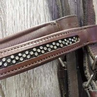 Rsd Padded Bridle, Bling, Buckles *gc, NO Flash, rubs, v.scraped, dry, stiff, stains, scratches, dirt, faded, add on browband
