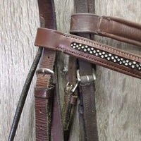Rsd Padded Bridle, Bling, Buckles *gc, NO Flash, rubs, v.scraped, dry, stiff, stains, scratches, dirt, faded, add on browband
