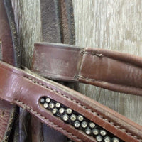 Rsd Padded Bridle, Bling, Buckles *gc, NO Flash, rubs, v.scraped, dry, stiff, stains, scratches, dirt, faded, add on browband
