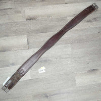 Thick Padded Leather Girth, 1x els *gc, clean, torn elastic, curled edge, hairy seam, older
