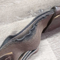 Thick Padded Leather Girth, 1x els *gc, clean, torn elastic, curled edge, hairy seam, older
