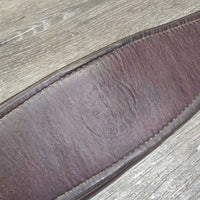 Thick Padded Leather Girth, 1x els *gc, clean, torn elastic, curled edge, hairy seam, older
