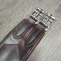 Thick Padded Leather Girth, 1x els *gc, clean, torn elastic, curled edge, hairy seam, older
