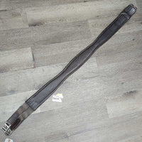 Thick Padded Leather Girth, 1x els *gc, clean, torn elastic, curled edge, hairy seam, older
