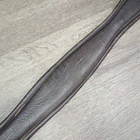 Thick Padded Leather Girth, 1x els *gc, clean, torn elastic, curled edge, hairy seam, older
