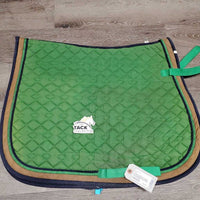 Quilt Jumper Pad, 2x piping *gc/fair, holey edges, mnr stains, dirt, threads, rubs, faded, puckers, pills, curled edge
