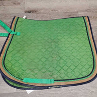 Quilt Jumper Pad, 2x piping *gc/fair, holey edges, mnr stains, dirt, threads, rubs, faded, puckers, pills, curled edge
