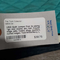 Quilt Jumper Pad, 2x piping *gc, mnr stains, dirt, hair, frayed edge, pills, faded, dingy, puckers, curled edges
