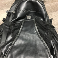 Leather-Nylon Groom "Icon" Backpack *xc/vgc, clean, faded seams, mnr dirt, hair, rubs, threads, logo scuffs
