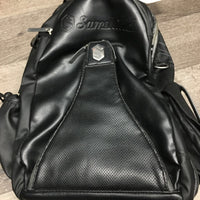 Leather-Nylon Groom "Icon" Backpack *xc/vgc, clean, faded seams, mnr dirt, hair, rubs, threads, logo scuffs