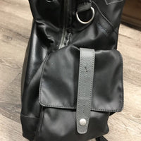 Leather-Nylon Groom "Icon" Backpack *xc/vgc, clean, faded seams, mnr dirt, hair, rubs, threads, logo scuffs