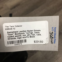 Leather-Nylon Groom "Icon" Backpack *xc/vgc, clean, faded seams, mnr dirt, hair, rubs, threads, logo scuffs
