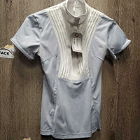 SS Show Shirt, 1/2 Zip Up, snap collar *vgc, mnr seam puckers, pills, rubs & snags
