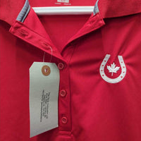 SS Polo Shirt, 1/4 Button Up, tags "Equine Canada" *vgc, v.mnr stains
