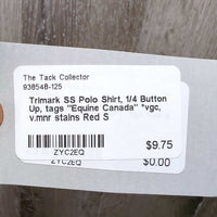SS Polo Shirt, 1/4 Button Up, tags "Equine Canada" *vgc, v.mnr stains
