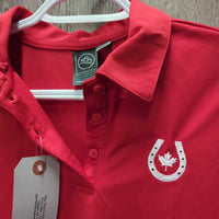 SS Polo Shirt, 1/4 Button up "Equine Canada" *gc, snag
