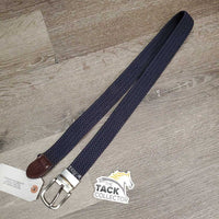 Braided Nylon-Elastic Belt, buckle, leather end *xc/like new