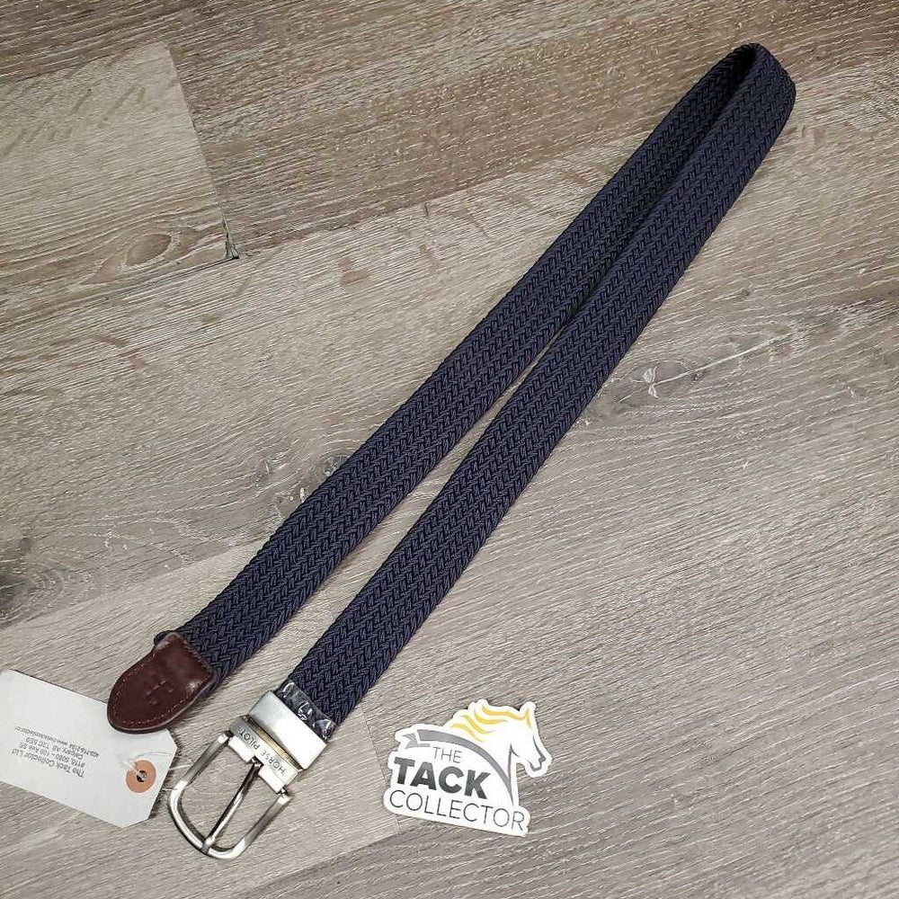 Braided Nylon-Elastic Belt, buckle, leather end *xc/like new