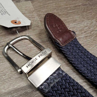 Braided Nylon-Elastic Belt, buckle, leather end *xc/like new