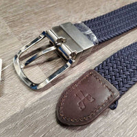 Braided Nylon-Elastic Belt, buckle, leather end *xc/like new
