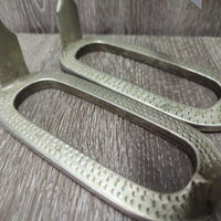 VINTAGE Stirrup Irons *gc, NO Grips, stains, clean, residue, rubs, scratches
