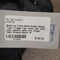 Mesh Stable Sheet, "Lily", 2 legs *vgc, clean, hair, dust, pilly, repairs, tears, mnr snags, hole, threads
