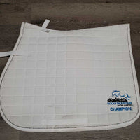 Quilt Jumper Pad, 1x piping, "RMSJ Champion" *vgc, clean, mnr stains, rubs, pills, threads
