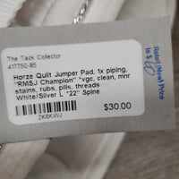 Quilt Jumper Pad, 1x piping, "RMSJ Champion" *vgc, clean, mnr stains, rubs, pills, threads
