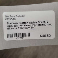 Cotton Stable Sheet, 2 legs, tail *xc, clean, mnr stains, hair, threads
