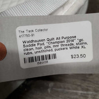 Quilt All Purpose Saddle Pad, "Champion 2014" *gc, clean, hair, pills, mnr threads, stains, rubs, unstitched, puckers
