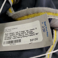 Rain Sheet, tail, 0 legs *gc, clean, 0 wpf, faded, lining tears, snags, scrapes, hairy velcro, mnr holes, threads, rubs